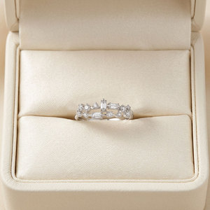 Anillo Apilable de Oro Blanco Sólido de 18K con Diseño Irregular Elegante y Exclusivo, con Diamantes Naturales Reales, para Uso Diario de Mujeres - Product Image 5