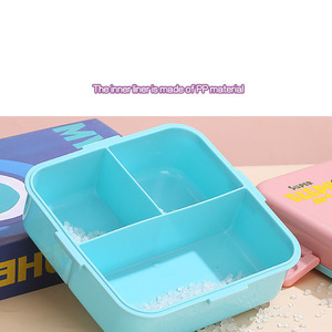 Éléphant mignon enfants double couche 3 grilles contenants alimentaires micro-ondes sans bpa en plastique écolier bento boîte à lunch avec cuillère - Product Image 4