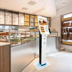 Kiosk Fabrikant 23.6 32 ''Gebogen Scherm Ip65 Touchscreen Monitor Bonnetprinter Fastfood Zelfbestellende Kiosk Voor Restaurant