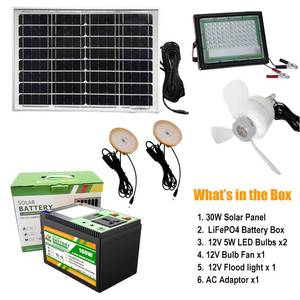 ระบบพลังงาน 100W พร้อมแบตเตอรี่ LifePO4 หลอดไฟฟลัดไลท์ ตัวควบคุม MPPT สำหรับชุดไฟโซลาร์บ้าน - Product Image 6