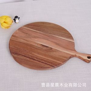 Acacia <b>Wood</b> Cutting Board Round 33cm With Handle Solid <b>Wood</b> Chopping <b>Block</b> For Bread Cheese Serving Tray - Product Image 3