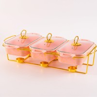 Casserole en céramique à trois compartiments avec deux poignées, pour la cuisson à la vapeur, vaisselle de cuisine, 3 pièces, multifonction, pour soupe sèche et cuisson