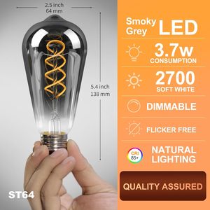 Cổ điển Edison ánh sáng bóng đèn khói grey tráng kính Dimmable 4W 6W 8W 12W 2700K mềm trắng xoắn ốc sợi ngô đèn - Product Image 6