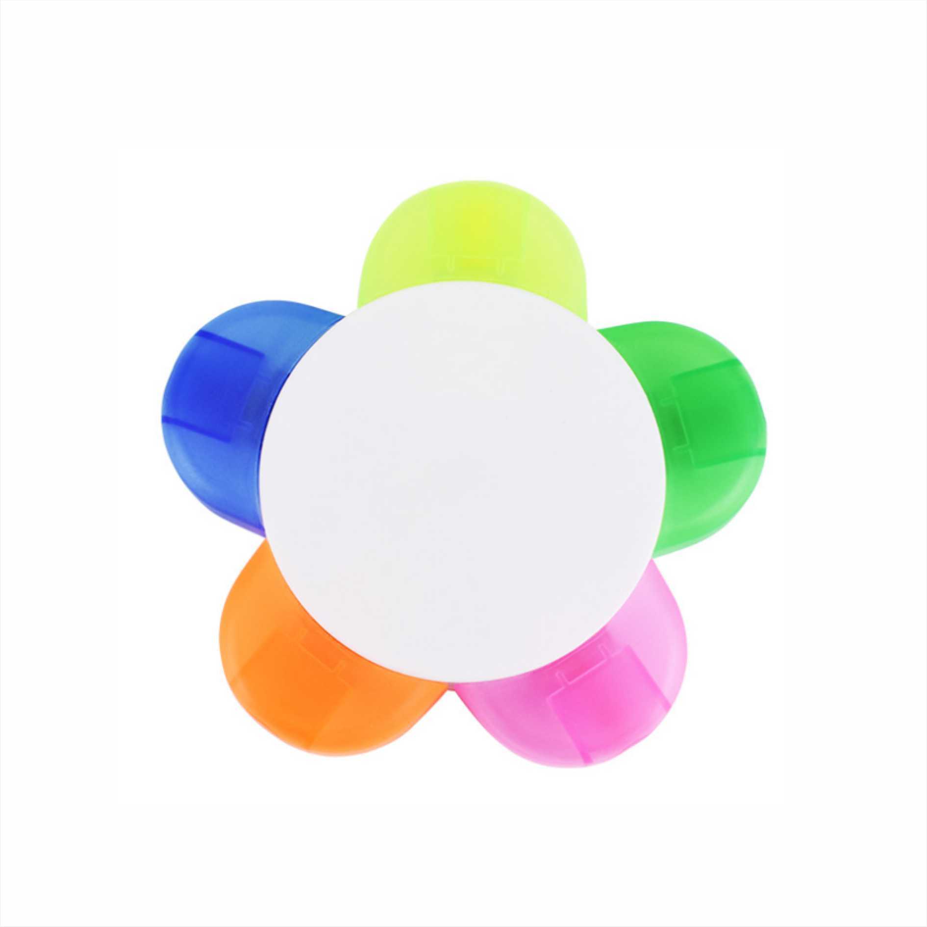 Customized Logo Printing Students Stationery Office Supplies Five Candy Colors Plastic Handy Mini Flower Marker Highlighter Pen