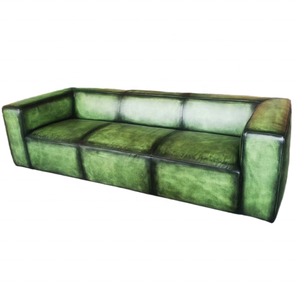 Muebles de oficina para el hogar sofá de cuero verde antiguo 100% de cuero de grano superior sala de estar sofá de oficina 3 asientos vestíbulo de hotel de estilo americano - Product Image 1