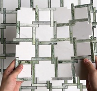 SUBEI Carreaux de mosaïque en marbre naturel de haute qualité, couleur vert clair frais, motif carré, pour la décoration de la maison et des villas, industrie de la décoration