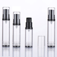 Tersedia 5ml 10ml 12ml 15ml Hitam dan untuk Botol Lotion Airless Mini Serum Sampel dengan Pompa Hitam Sablon Sampo