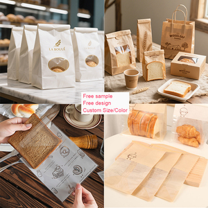 Túi giấy đựng bánh mì, bánh ngọt, bánh nướng dùng một lần, có tay cầm, chất liệu giấy chống thấm mỡ, tái chế được, đạt tiêu chuẩn thực phẩm - Product Image 3