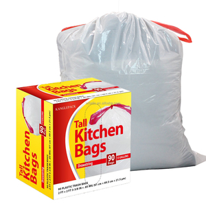 Plastic Disposable Garbage <b>Bags</b> with Handles Garbage <b>Bag</b> with <b>String</b> - Product Image 4