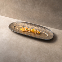 Vajilla De Porcelana servant une grande vaisselle de dîner vaisselle Rectangle plats pour Sushi Bronze avec plaque oblongue en céramique noire