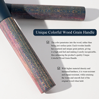 Pinceau Kabuki Grand Format Bohème Coloré à Manche en Bois Stratifié, Poils Synthétiques Dégradés, pour Poudre Libre et Fixatrice, Doux et Volumineux