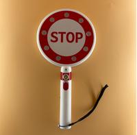 Panneau de signalisation de sécurité LED portable Wesure, matériau ABS, lumière réfléchissante, contrôle du trafic, signalisation de sécurité routière, 19x37x4cm, rouge, vert