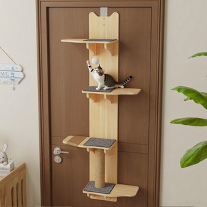 Rak Kucing Kayu Solid Harga Pabrik, Hemat Tempat, Gantung di Pintu, Tiang Garukan dengan Mainan, Perlengkapan Hewan Peliharaan Kucing - Product Image 2