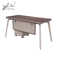 Bureau en métal avec pieds en MDF grain de bois avec armoire à documents, poste de travail exécutif, table d'ordinateur moderne