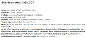 Bola de Acero Inoxidable Sólido Pulido 304 de Bajo Precio M6/M8 50mm/55mm/60mm con Orificio Perforado (Diámetro 3-<span class=keywords><strong>90mm</strong></span> SS Latón Aluminio Plástico Personalizado) Directo de Fábrica - Product Image 2