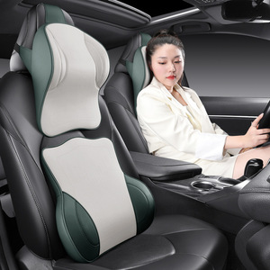 Appuie-tête de <span class=keywords><strong>voiture</strong></span> avec support lombaire, coussin cervical en mousse à mémoire de forme de qualité aéronautique, housse en cuir artificiel, style professionnel, design ergonomique - Product Image 4
