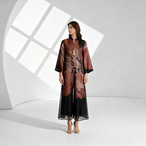 Abaya élégante en polyester sur mesure pour femmes musulmanes, vente en gros, robe OEM - Product Image 1