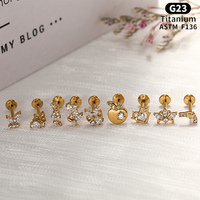Anting Wanita Berkualitas Tinggi Rui Qian ASTM F136 Titanium Murni untuk Tindik dengan Ulir Internal dari Paduan Titanium G23 Perhiasan Tubuh
