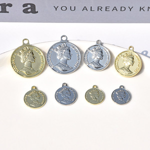 Pendentif pièce de monnaie vintage en alliage, plaqué or et argent, composants de bijoux DIY pour boucles d'oreilles, bracelets, colliers, vente en gros - Product Image 5