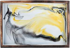 Wood <b>Serving</b> <b>Tray</b> with Handles <b>Large</b> Wooden <b>Tray</b> for Ottoman Decorative Rectangular <b>Tray</b> for Living Room Kitchen - Product Image 3