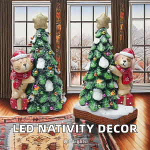 Nativité traditionnelle lumière LED décor de noël polyrésine père noël arbre artificiel support en résine décoration de la maison cadeau artisanat - Product Image 3