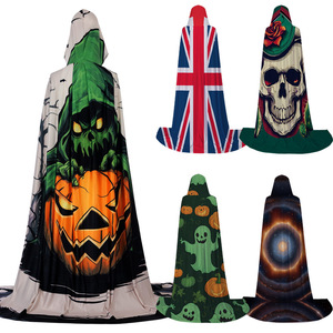 Cape à capuche Redman Anime Halloween en soie de lait, imprimé citrouille, crâne et fantôme, pour fête et cosplay - Product Image 1
