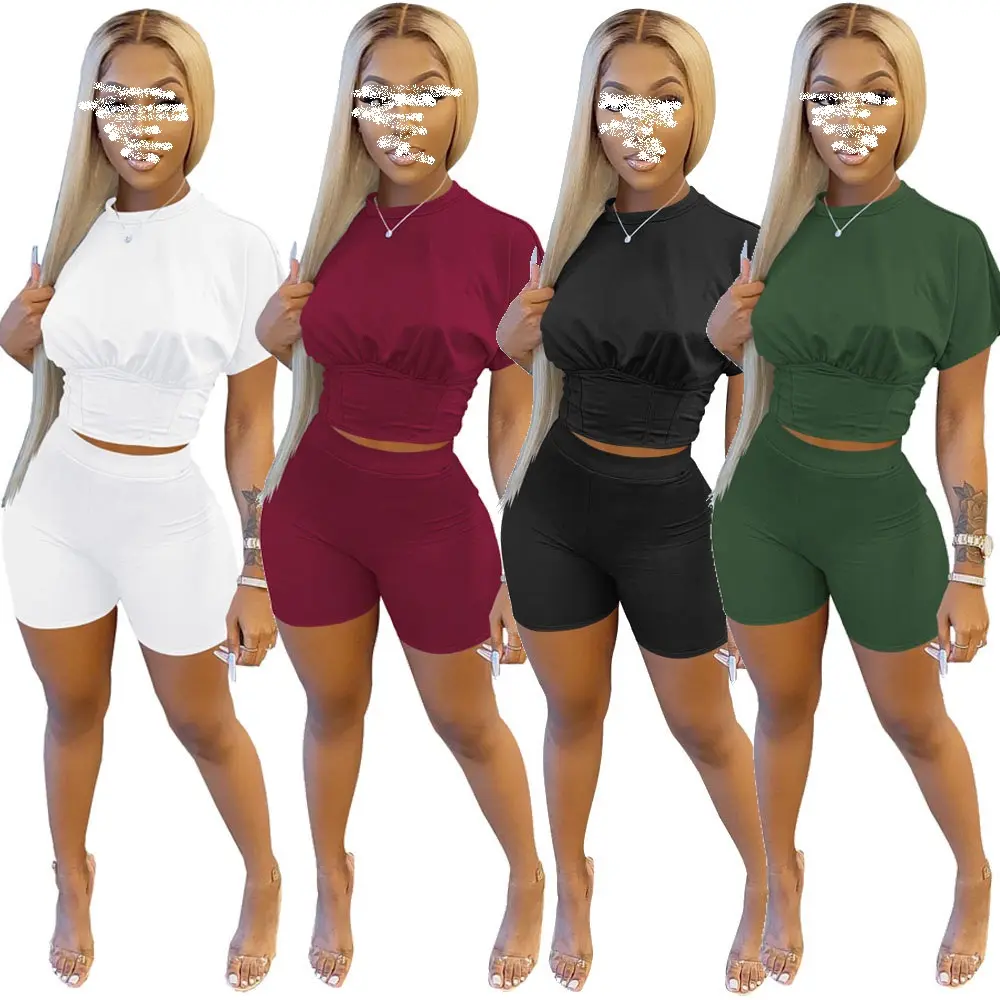 Solid Color 2 Piece Set Women Shorts und Top Summer Outfits Loungewear Women Casual Matching Sets Running Clothes Sport Gym Suit