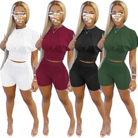 Ensemble 2 pièces de couleur unie pour femmes, shorts et haut, tenues d'été, vêtements de détente, ensembles assortis décontractés pour femmes, vêtements de course, tenue de sport pour la salle de sport
