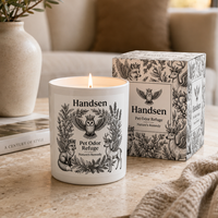 Pot à bougie blanc mat 8oz 12oz, récipient en verre vide avec impression artistique Woodland et carton cadeau, idéal pour les fournisseurs de décoration intérieure