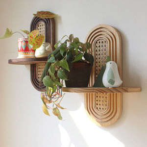 Étagère murale à un niveau en <span class=keywords><strong>bois</strong></span> massif de style moderne avec <span class=keywords><strong>petite</strong></span> étagère pour plantes en pot - Product Image 5