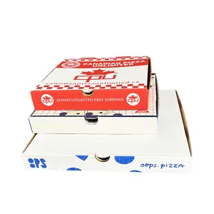 廉价定制个性化9 10 11 12 14英寸波纹牛皮纸意大利披萨盒