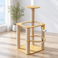 Structure d'escalade et lit pour chat, design moderne, luxueux et classique, écologique, avec capsule spatiale spacieuse combinée, pour plusieurs chats, en panneau de densité et colonne en corde