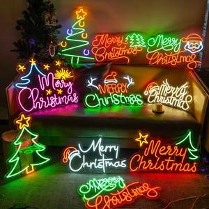 <span class=keywords><strong>2023</strong></span> personnalisé joyeux noël clignotant néon lettres signe led boule style noël néon ornements lumière étoile motif décorations - Product Image 1