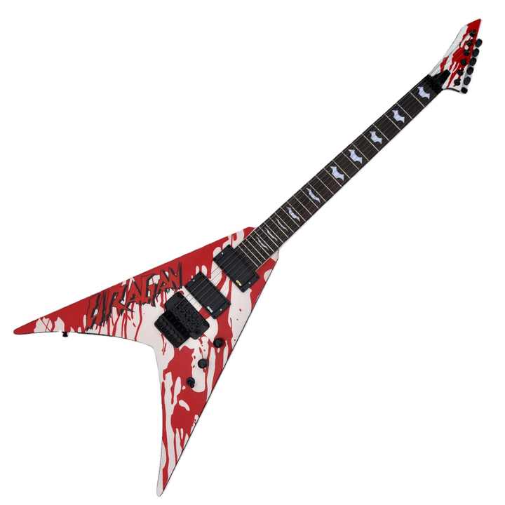 BurnyフライングV エレキギター レッド Flyoung フライングV エレキギター 6弦 レッドステッカー柄 楽器