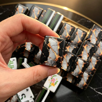 Jeu de Mahjong Kintsugi : Tuiles Acryliques 4 Couches avec Dos Doré, 166 Pièces, Personnalisable, Prêt pour l'OEM