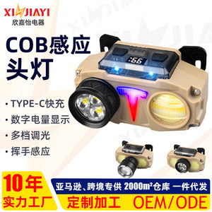 Dual <b>Light</b> Source Headlamp 2000mAh Rechargeable LED Adjustable Portable Fishing Emergency Warning Lamp With Power Display - Product Image 5