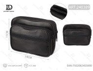 Monedero de Cuero Genuino de Tres Compartimentos, Cierre de Cremallera, Tamaño Grande, Unisex - Product Image 1