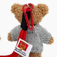 Porte-clés en peluche ours brun Kawaii avec pull en tricot à cœur gris, pendentif de sac en peluche, porte-clés pour filles, cadeau