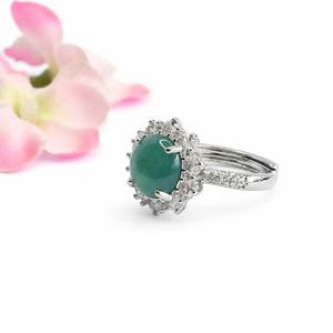 Anillo <span class=keywords><strong>de</strong></span> Jade Natural <span class=keywords><strong>Juan</strong></span> Yu con Bisel, Anillo <span class=keywords><strong>de</strong></span> Jadeíta Azul Agua, Forma Ovalada, Joyería para Mujer, Suministro Transfronterizo S6080701L - Product Image 2