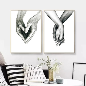 Quadro su Tela in Bianco e Nero con Mani Intrecciate, <span class=keywords><strong>Arte</strong></span> Murale, Poster e Stampe Nordiche per Soggiorno, Corridoio, Decorazione Casa - Product Image 3