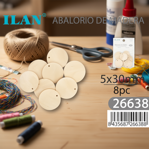 Dischi in Legno Ilan 5x30mm 8pz Perline per Artigianato - Product Image 3