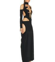 Halter demi manches poitrine dos taille évidé collier Sexy avec une jupe plissée ensemble pour dames soirée Maxi robe