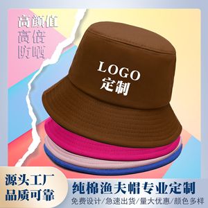 Custom Logo Summer Bucket Hat Pure Cotton Breathable Unisex Sun Protection Fisherman Hat Outdoor Casual Style - Product Image 3