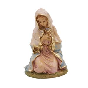 Figurine de la Madone agenouillée en PVC effet bois, H. 13 cm - Product Image 1