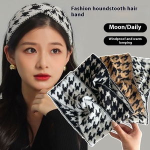 일반 체크 패턴 여성용 헤어 밴드 패브릭 매듭 헤어 액세서리 머리띠 - Product Image 5