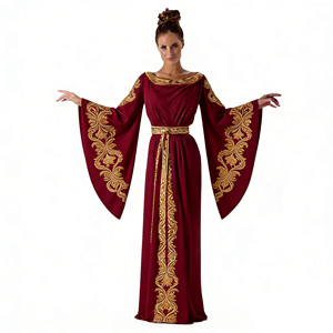 Vestido Túnica Griega <span class=keywords><strong>Romana</strong></span> Antigua para <span class=keywords><strong>Mujer</strong></span>, Estilo Costas Orientales, de Poliéster con Bordado Dorado y Mangas Campana, Vestido Largo para Representaciones Escénicas - Product Image 5