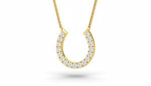 สร้อยคอรูปเกือกม้าเพชรเสน่ห์นำโชคมีสไตล์ประดับเพชรธรรมชาติสำหรับผู้หญิงเครื่องประดับประณีตสำหรับชุดลำลองเป็นชั้นๆ - Product Image 3