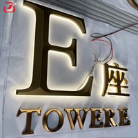 Letrero publicitario LED con nombre personalizado, letrero comercial con efecto de luz amarilla para uso en oficina, decoración de canal de Metal de acero inoxidable