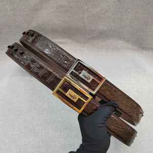 Ceinture homme en cuir de crocodile véritable 100% de la marque Man, boucle en acier, largeur 3,8 cm, longueur 105-125 cm, légère et durable - Product Image 1