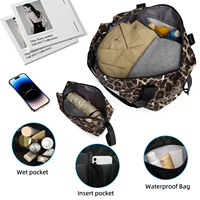 La nouvelle valise imprimé léopard ABS + PC de haute qualité avec sac à bagages et sac de lavage convient aux voyages de grande capacité